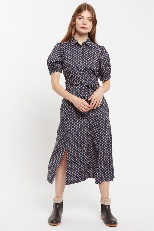 Louche Mollie Jaipur Print Midi Short Sleeve Shirt Dress
