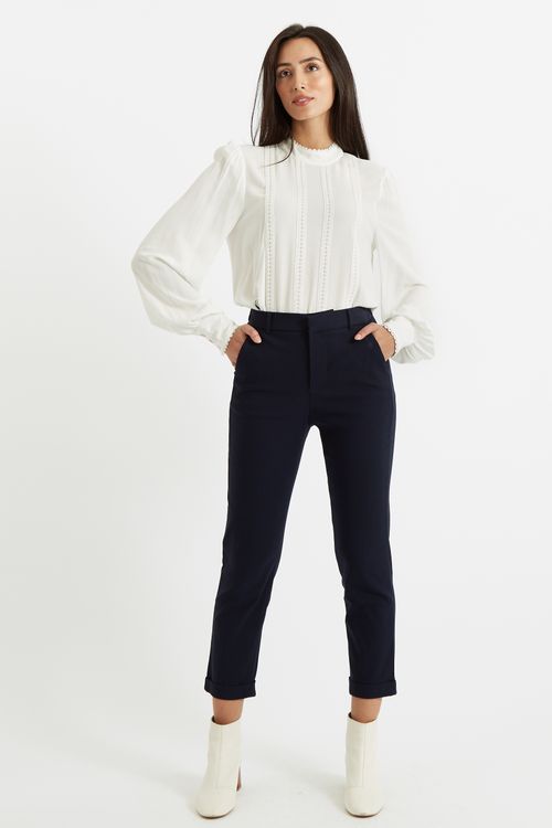 Louche Jaylo Cropped Slim Fit Trouser Navy